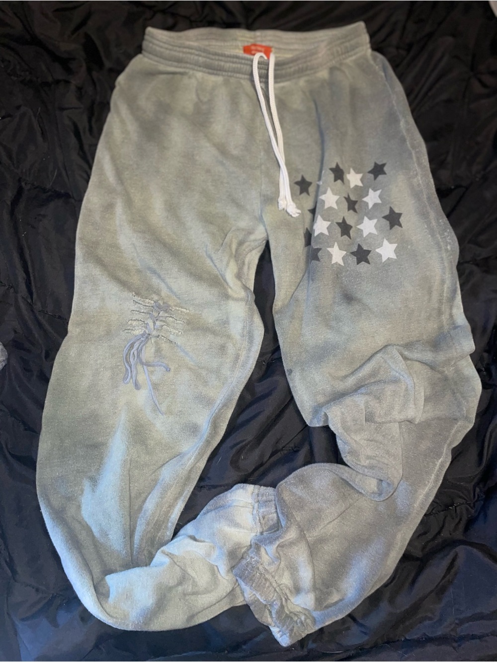 Butter Destroyed tie dye Gray Star-Print Jogger Sweatpants size medium